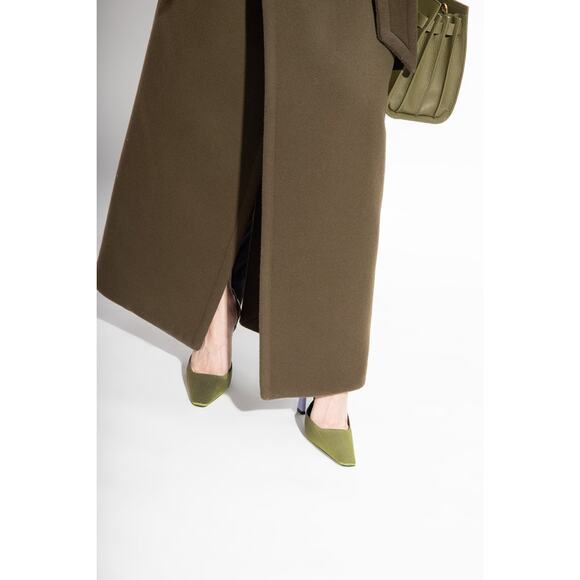 Saint Laurent Crepe De Chine Blade 105 Slingback Pumps Lime Nero Women's Size 41 - Picture 2 of 8
